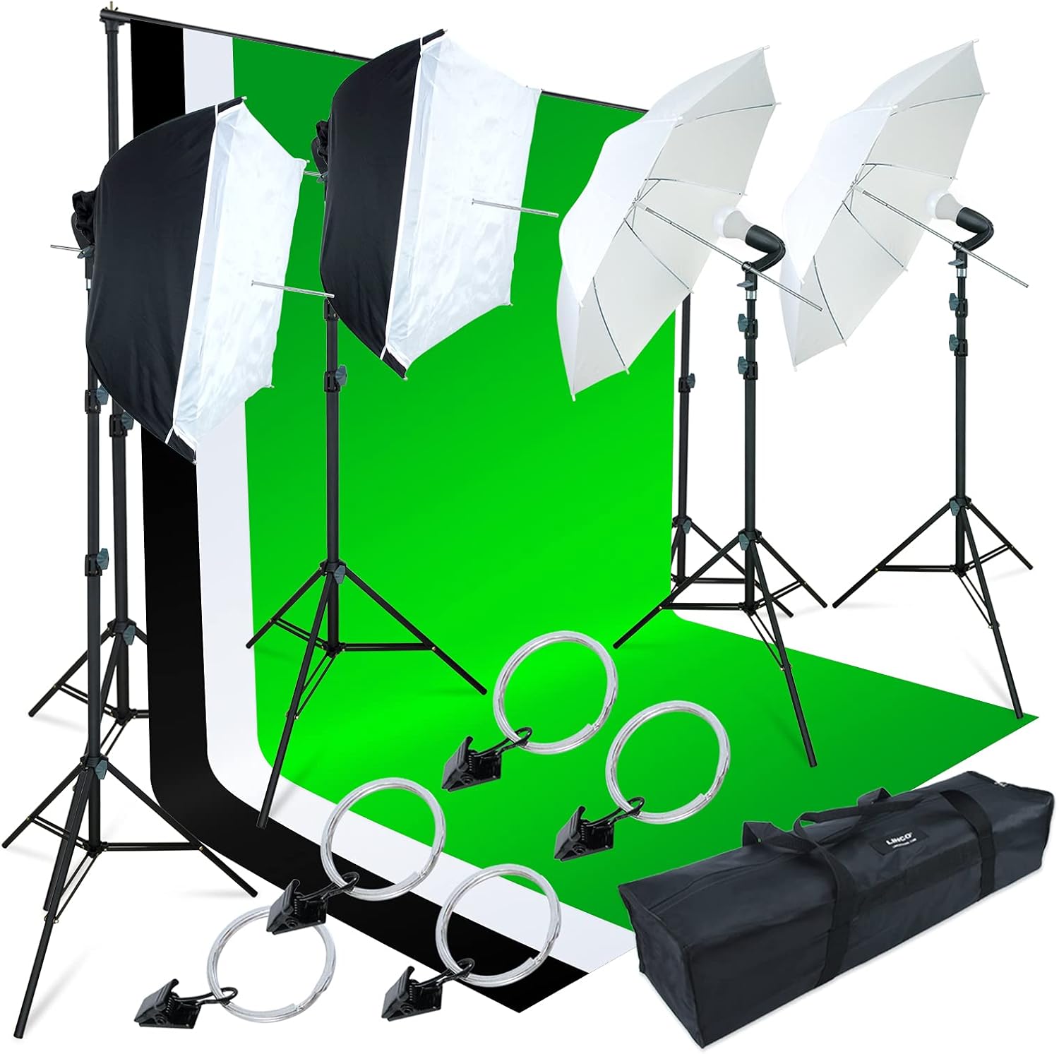 Photo Video Studio Light Kit with 3 Color Backdrops N957721