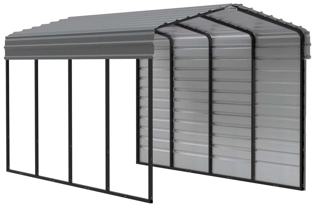 Galvanized Steel Carport Kit, 10' x 20' x 9', Charcoal E618
