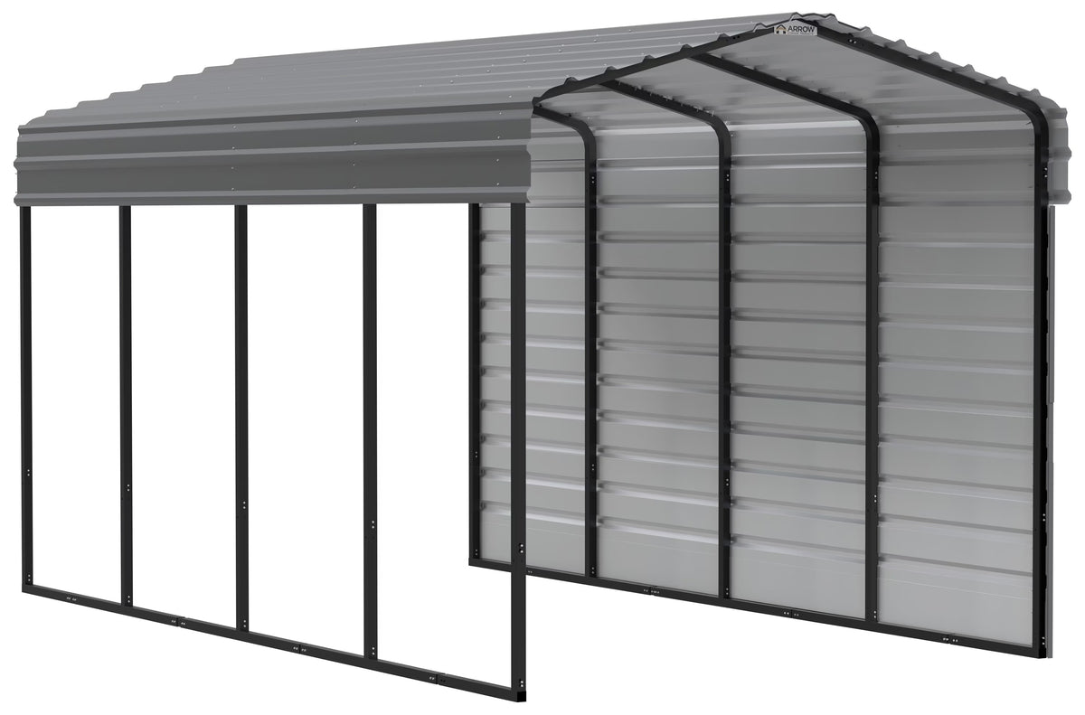 Galvanized Steel Carport Kit, 10' x 20' x 9', Charcoal E618