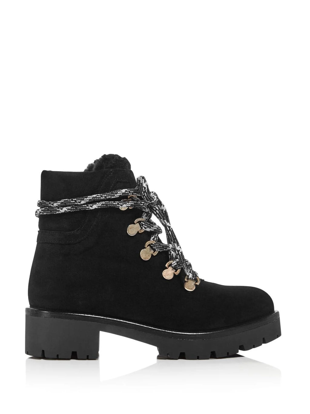 Black Lug Sole Leather Lace-Up Booties N48379