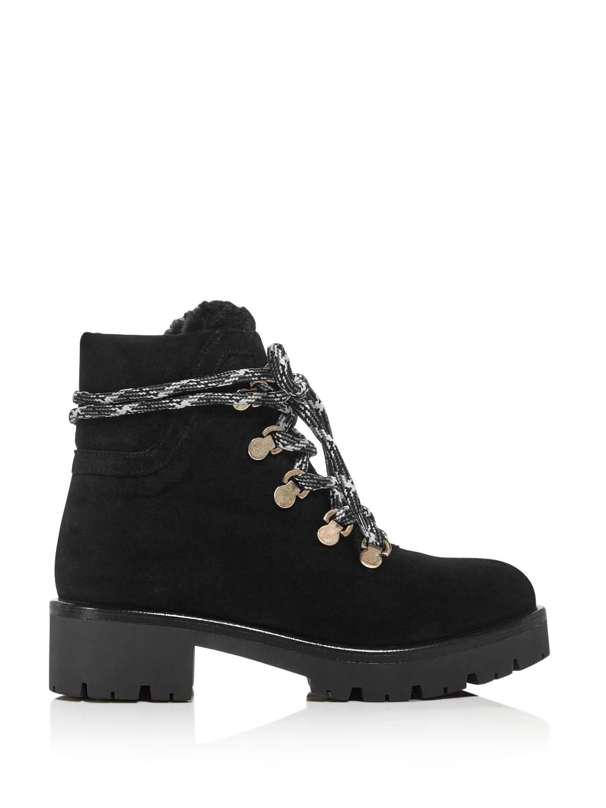 Black Lug Sole Leather Lace-Up Booties N48379