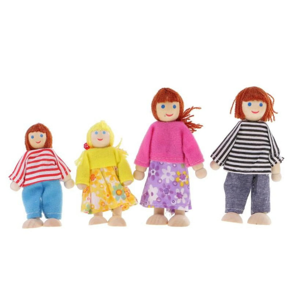 Flexible Wooden Dolls Family of 4 A925