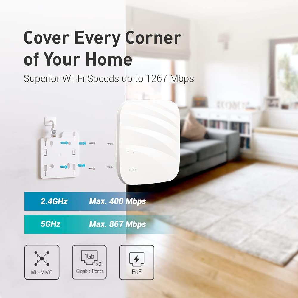 Gigabit Ceiling Wireless Access Point Dual Band AC1300 PoE Powered D686