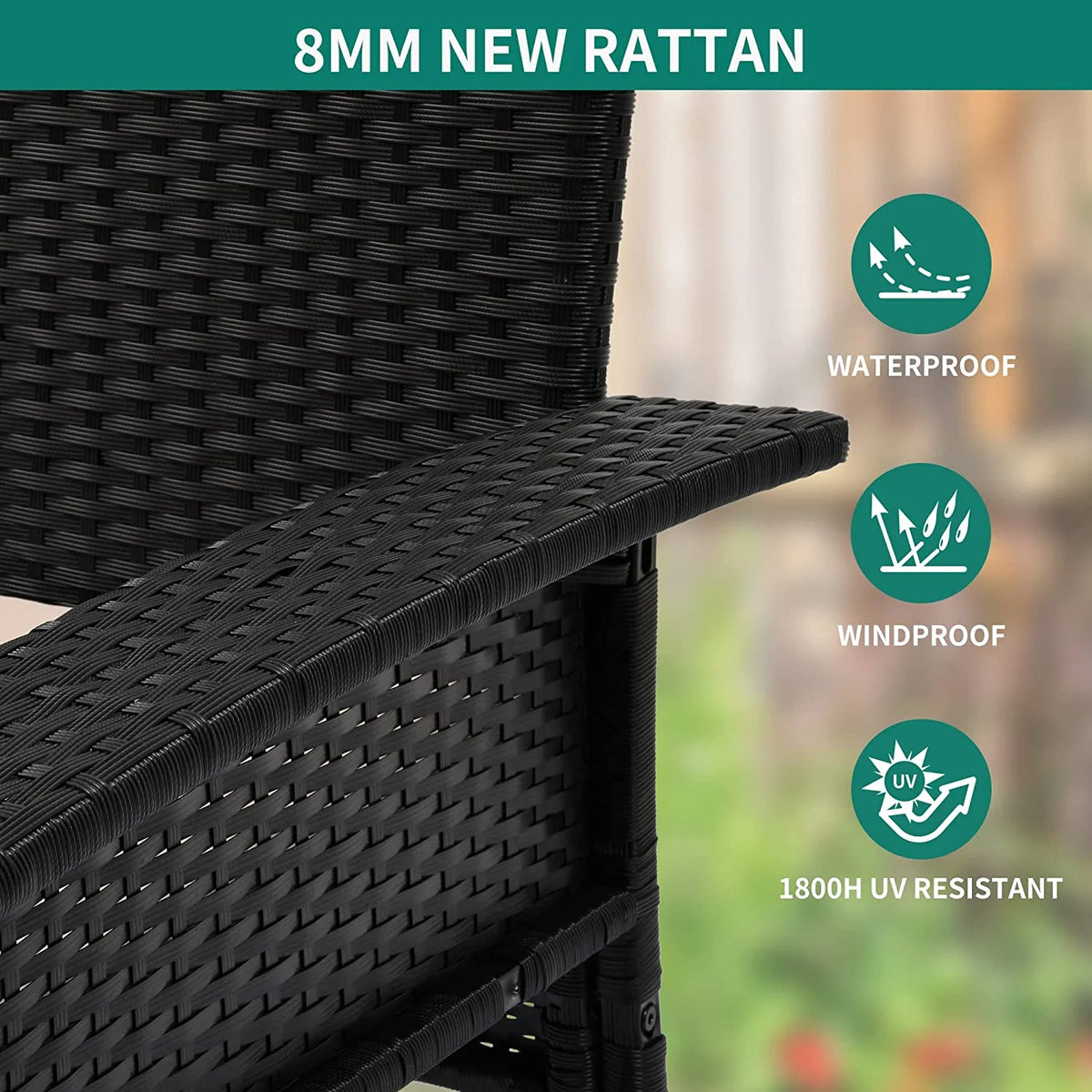 Black Rattan Wicker Hanging Swing Chair with 2 Back Cushions W909
