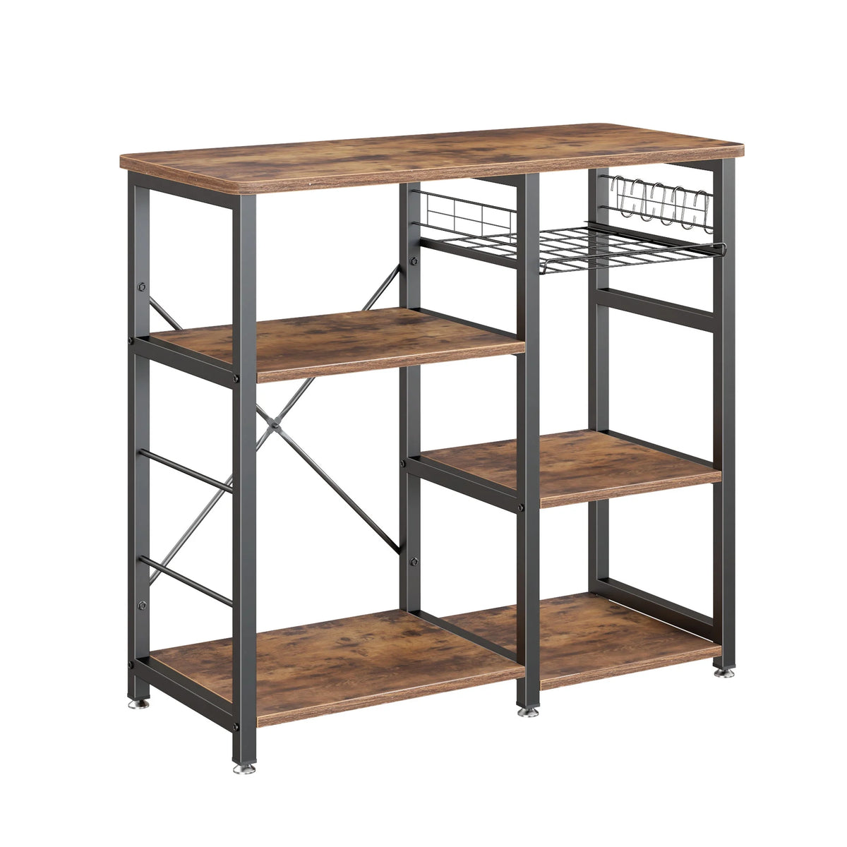 Vintage Brown 3-Tier Baker's Rack with Storage J376770