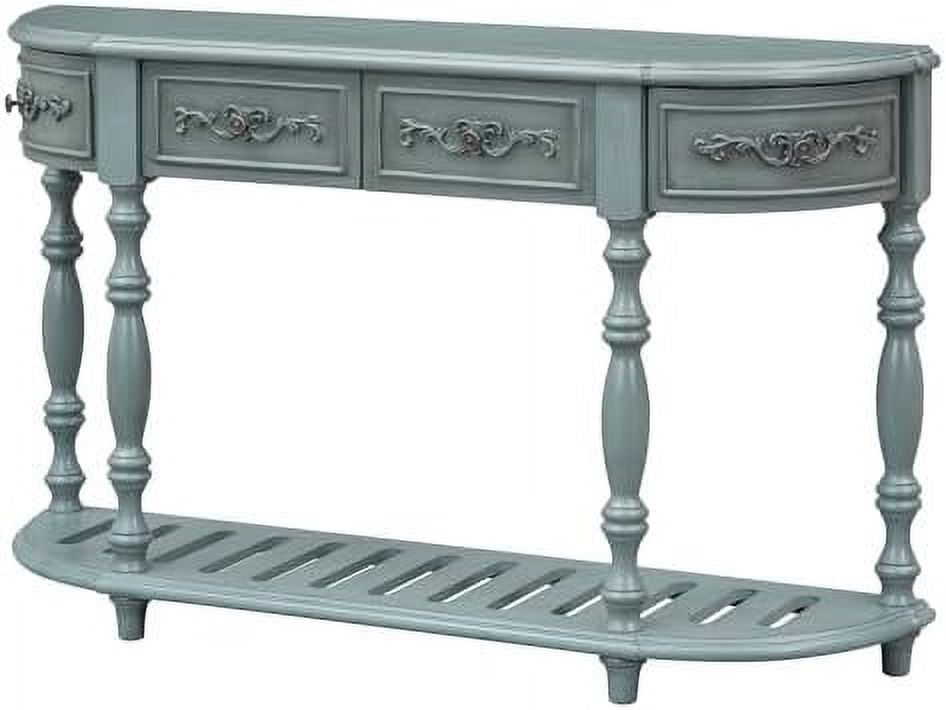 Retro Curved Console Table with 2 Top Drawers and Solid Wooden Frame K153790