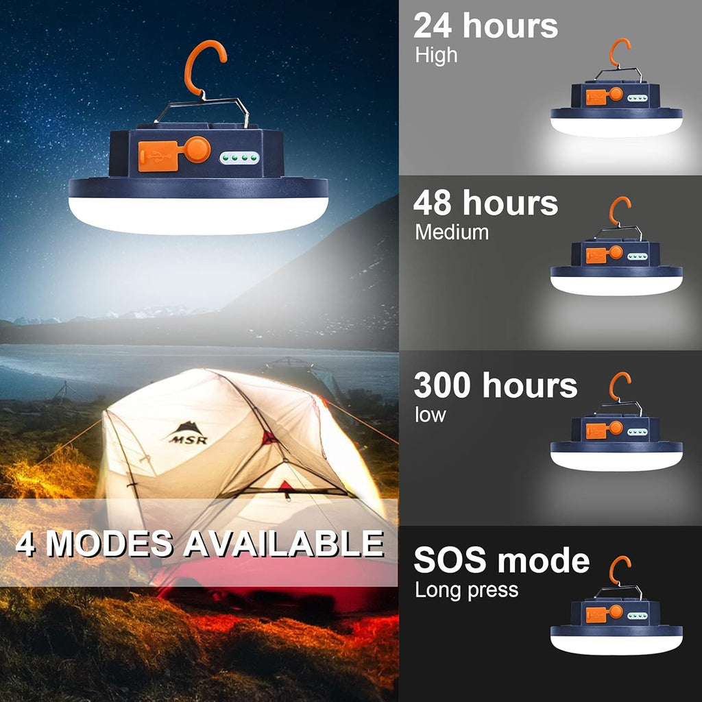 16500mAh 3000LM 60W LED Camping Lantern Rechargeable Light with Magnet Waterproof Pack of 2 E195