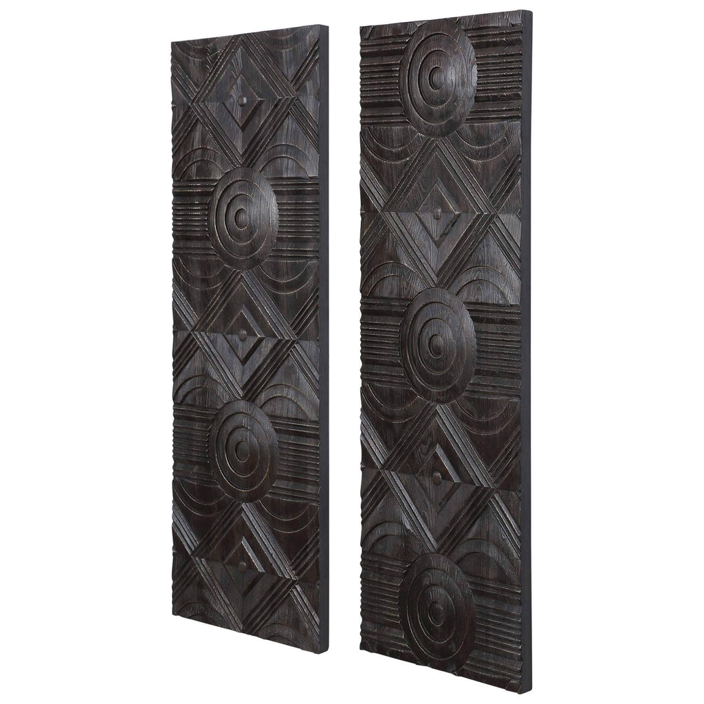 Carved Wood Wall Panels - Set of 2 T670535