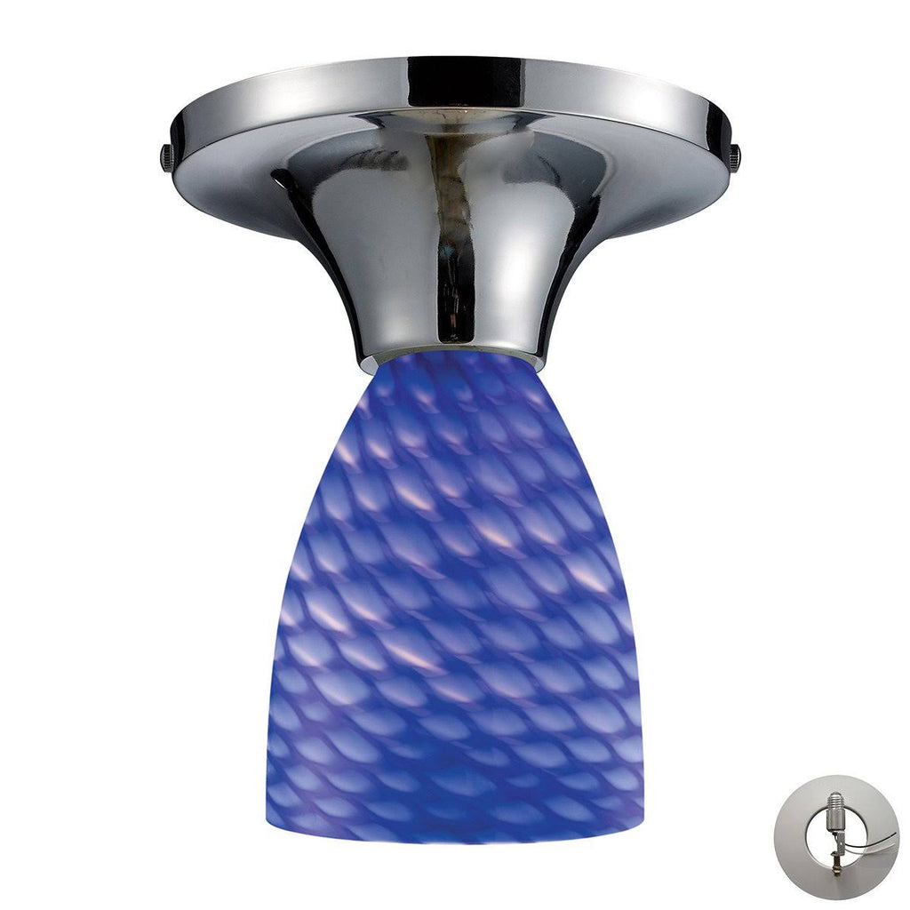 Polished Chrome and White Swirl Glass Semi Flush Light C50971