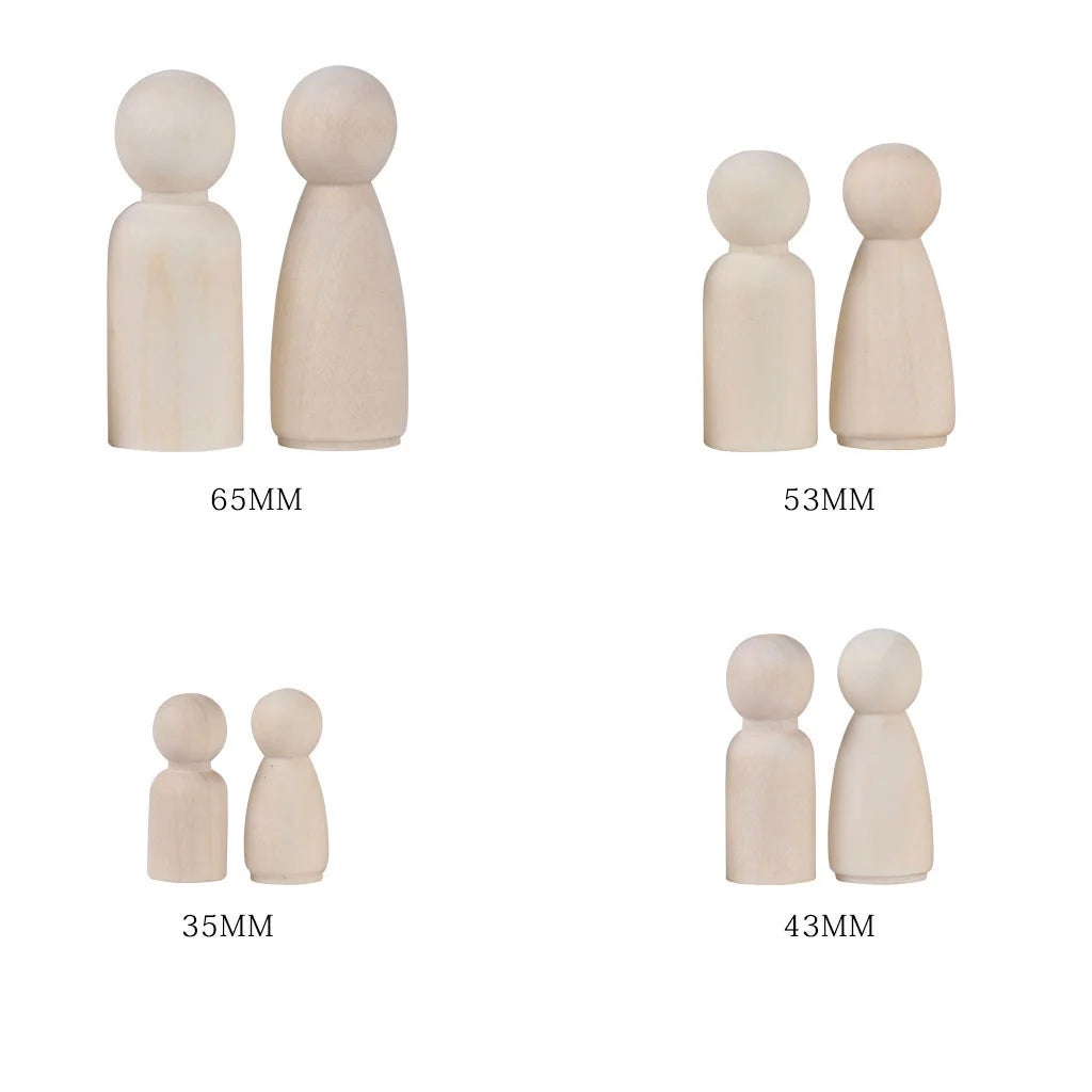 24Pcs Unpainted Wooden Peg Dolls W4012