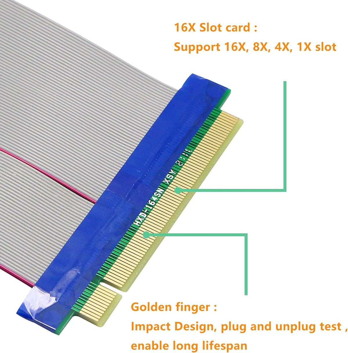 PCIe 16x to 16x Powered Flexible Riser Extender Cable, 20CM, Pack of 2 I4544