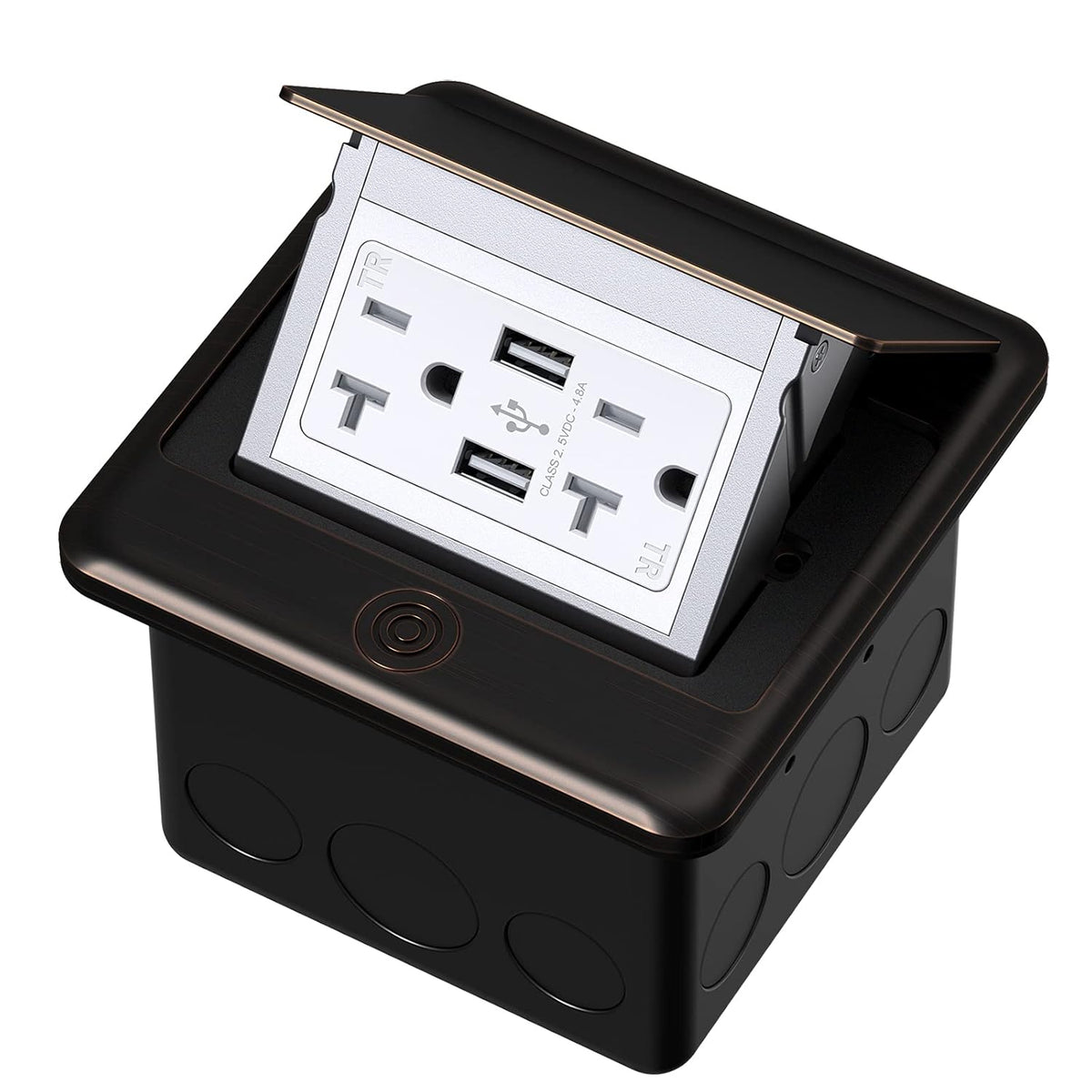 Pop Up Floor Electrical Outlet with 20 Amp Stainless Steel GFCI Tamper Receptacle S203