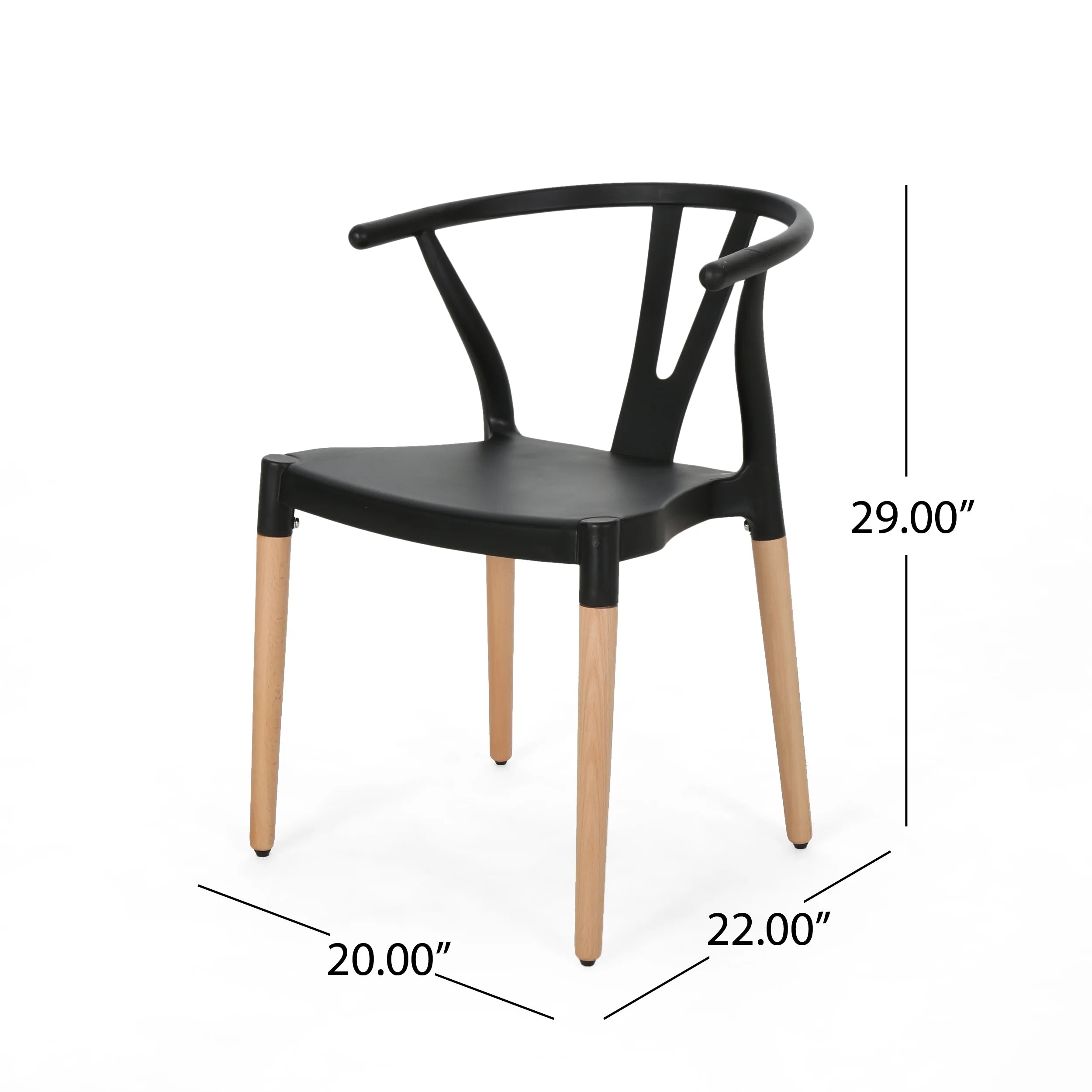 Black and Natural Finish Beech Wood Dining Chair Set of 2 C558