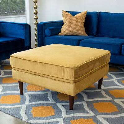 Gold Velvet Square Ottoman B578425
