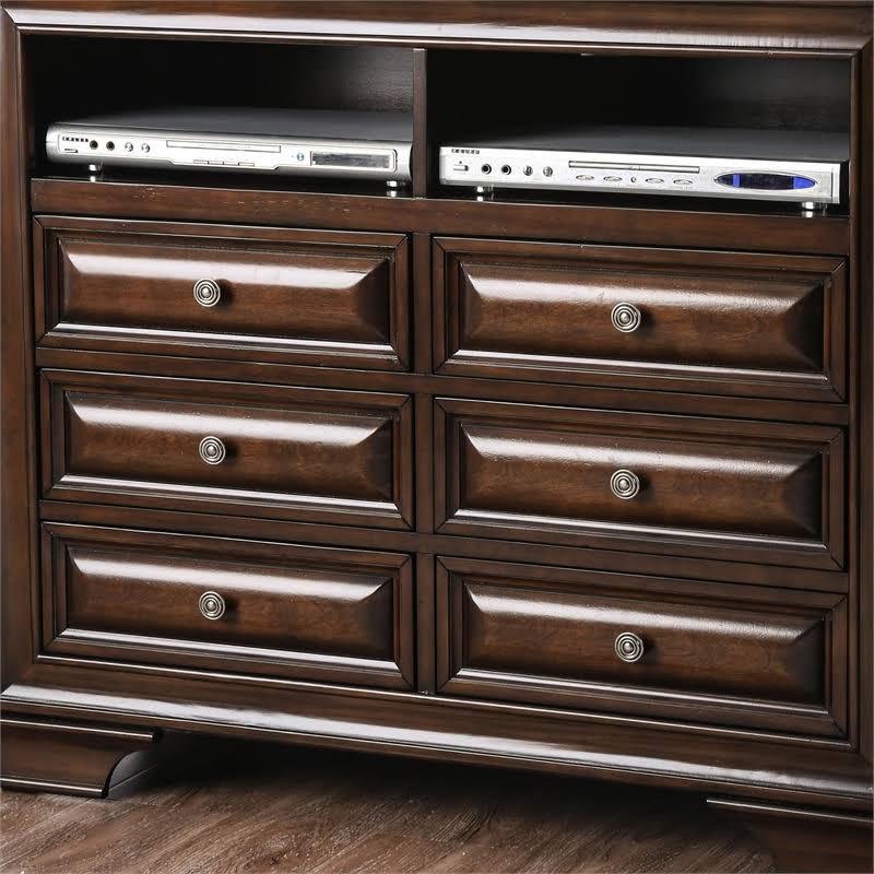 6 Drawer Media Chest in Brown Cherry K2891
