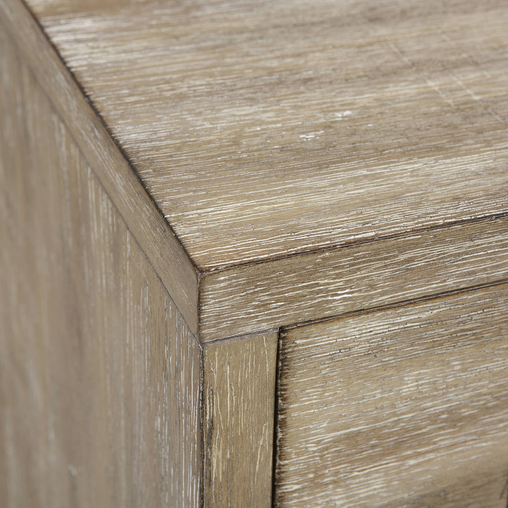 Acacia Wood Three Drawer Side Table Q69606