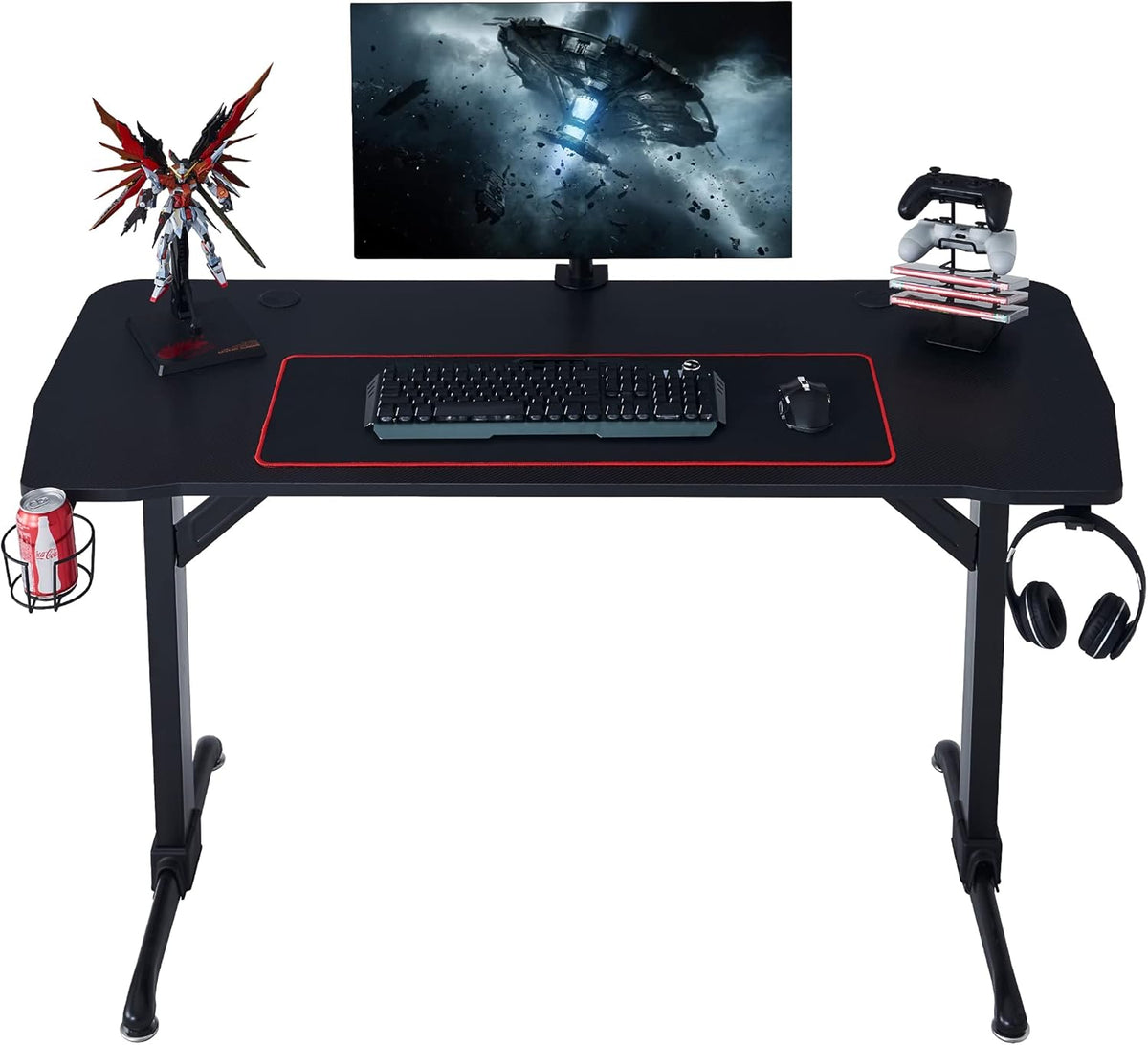 55 Inch T Shaped Gaming Desk with Mouse Pad E10081