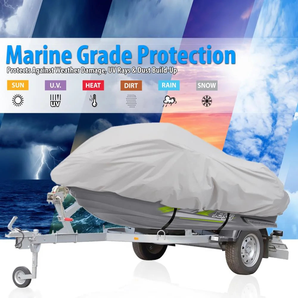 Gray Waterproof Jet Ski Cover with Elastic Cord I531165