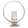 Large Hammered Metal Round Ring Pillar Candle Holder R660