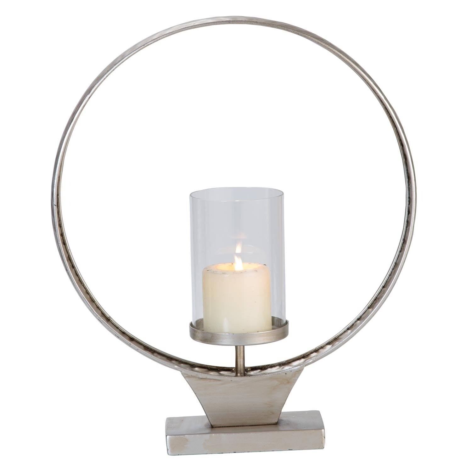 Large Hammered Metal Round Ring Pillar Candle Holder R660