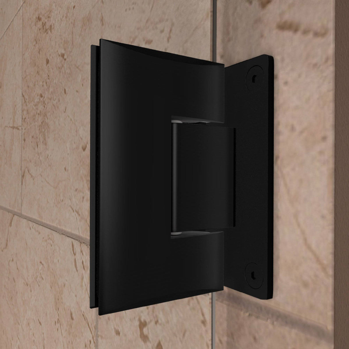Satin Black Frameless Hinged Shower Door with Shelves C9190