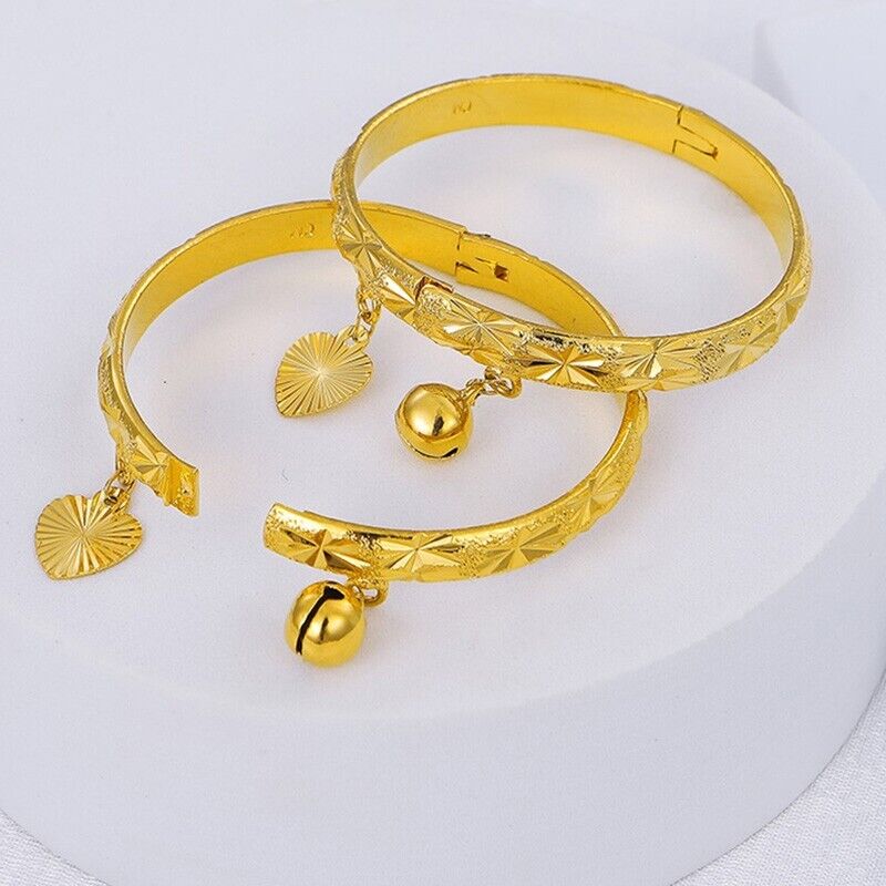 18k Gold Filled Sterling Silver Baby Bead Bell Bracelet L7284