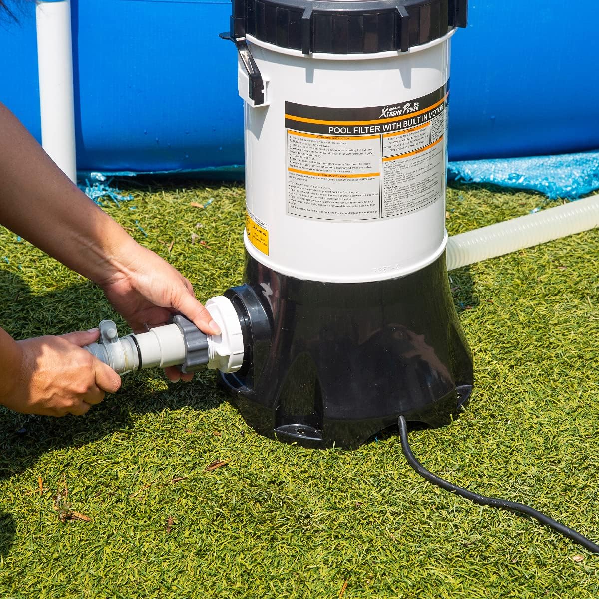 White/Black Above Ground Pool Cartridge Filter System with Pump Z276