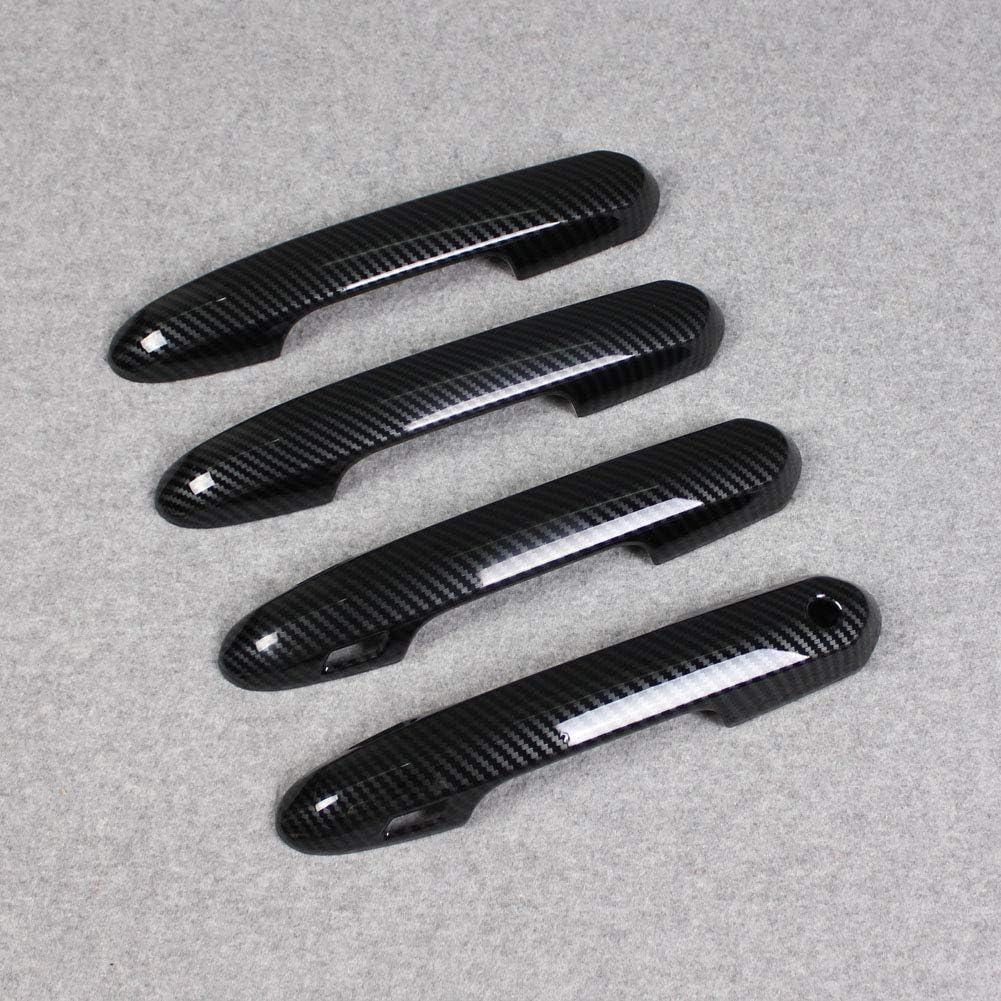 Door Handle Cover Trims ABS Carbon Fiber Black Pack of 2 W7377
