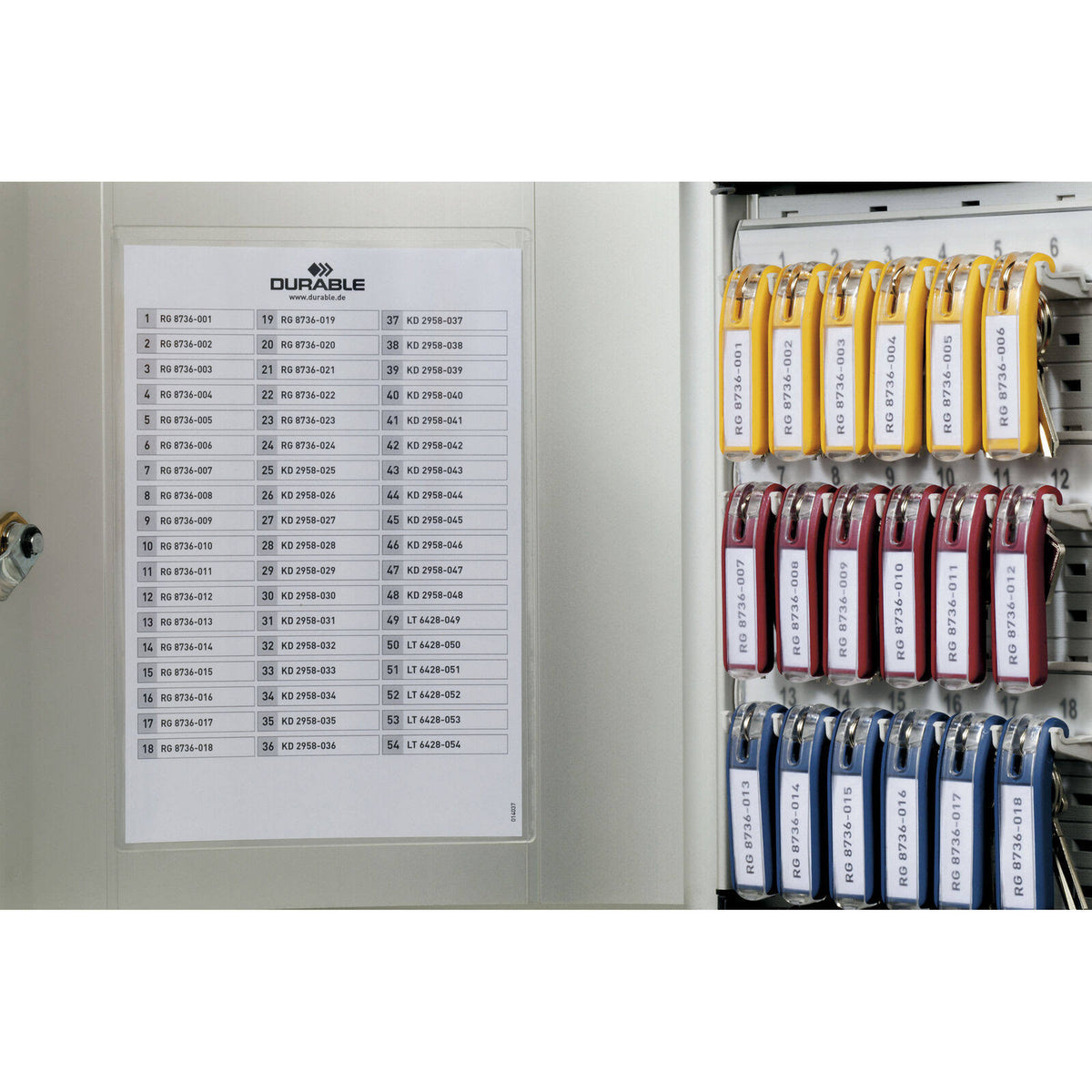 Locking Key Cabinet, 54-Key, Brushed Aluminum, Silver G621