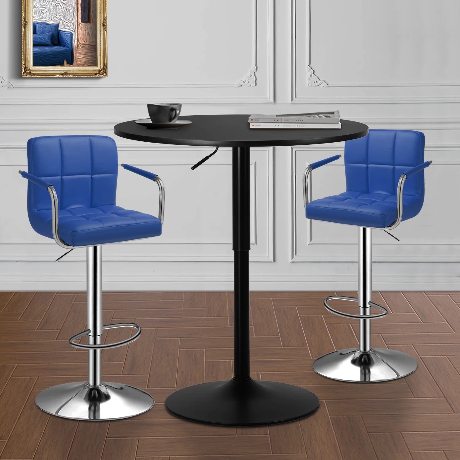 Set of 3 Bar Dining and Chair Set with PU Leather Chair O813635