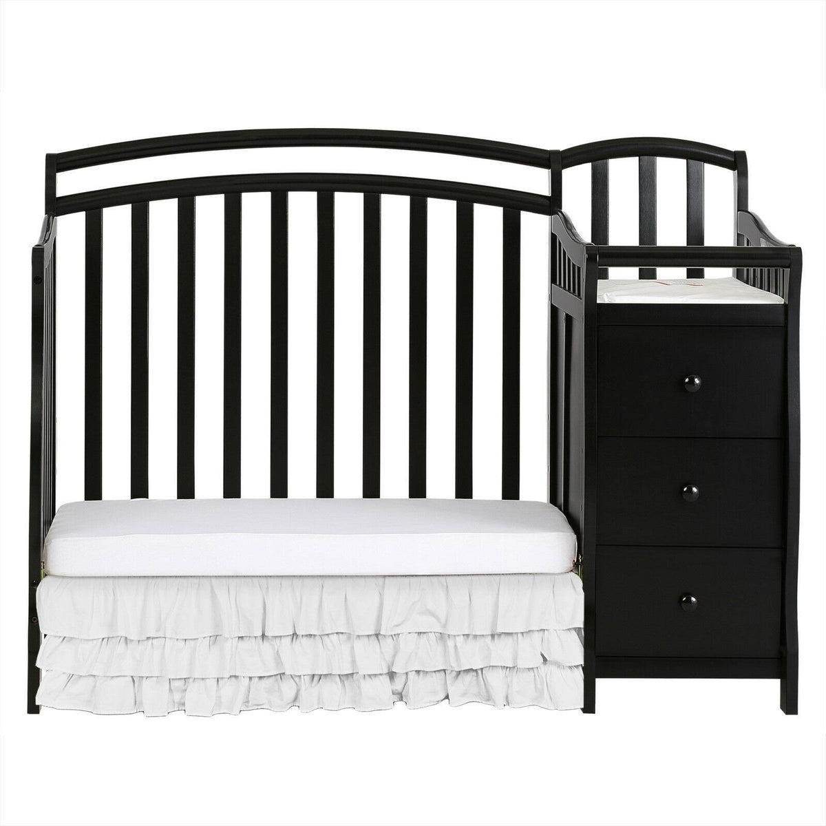 4-in-1 Mini Crib and Dressing Table Black K86936