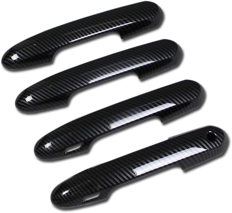 Door Handle Cover Trims ABS Carbon Fiber Black Pack of 2 W7377