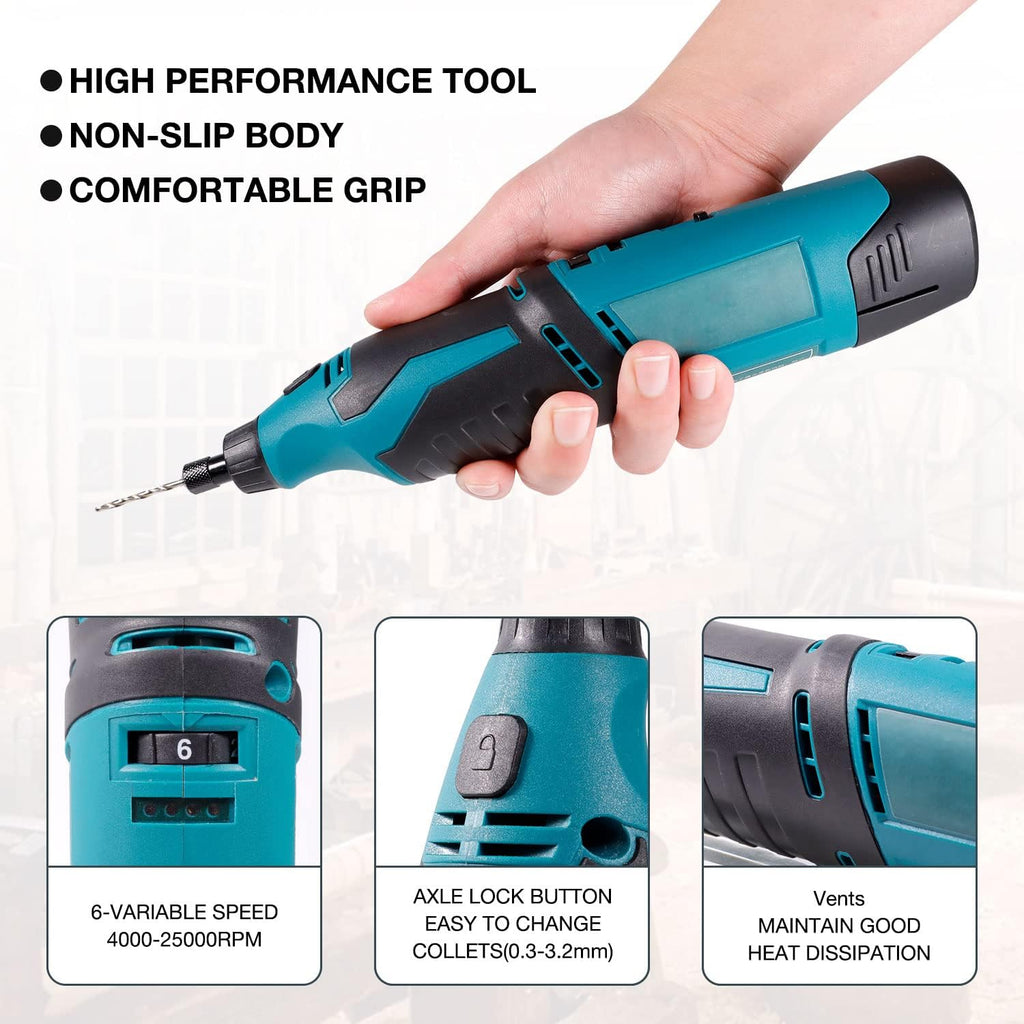 Cordless Rotary Tool 93 Accessories Variable Speed Electric Drill Set 12-Volt Multi-Purpose Power Rotary Tool Kit Pack of 2 I279821