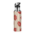 Red Lip Print Stainless Steel Water Bottle with Straw Lid 20 OZ W953848