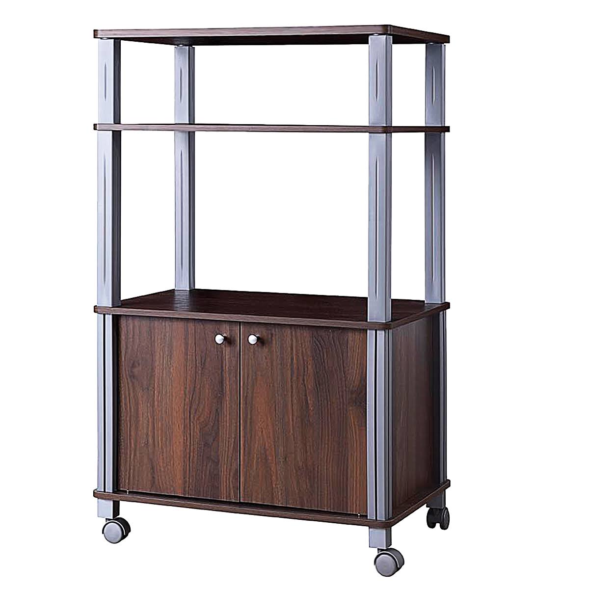 3-Tier Display Shelf Microwave Stand Cabinet with Rolling Wheel U96994