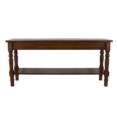 Brown Carved Wooden Farmhouse Bench T16039