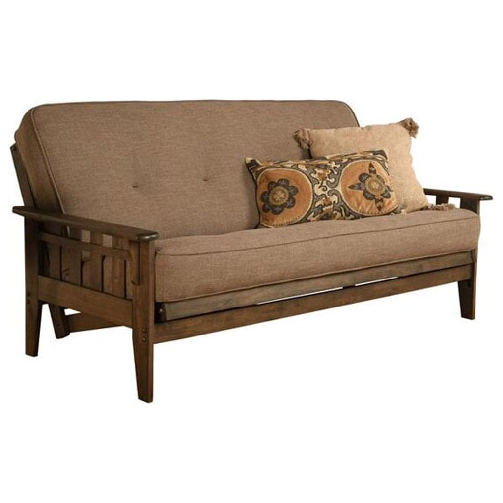 Stone Gray/Walnut Linen Fabric Mattress Frame B72263