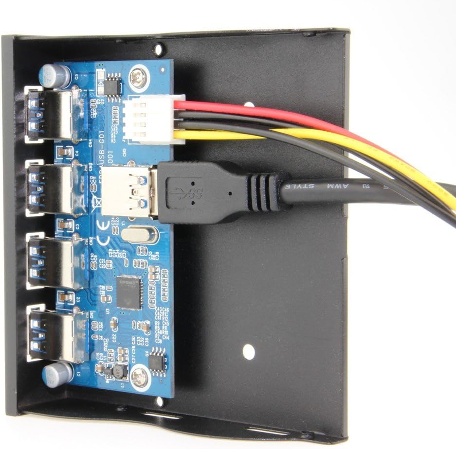 USB 3.0 4-Ports 3.5 inch Metal Front Panel USB Hub with 15 Pin SATA Power Connector H76973
