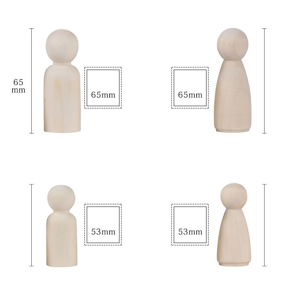 24Pcs Unpainted Wooden Peg Dolls W4012