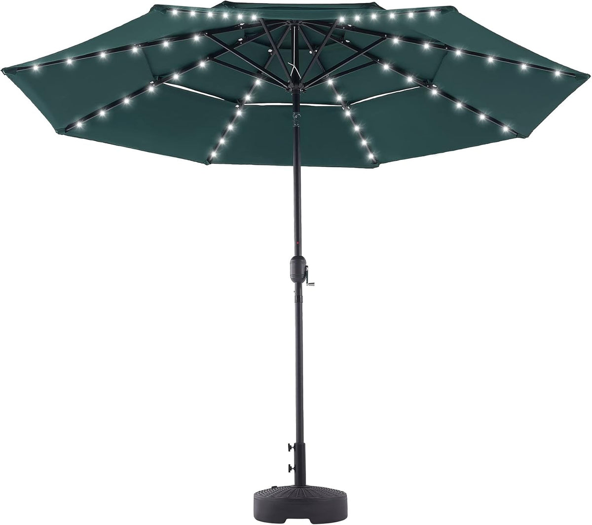 10' Patio Umbrella with LED Lights, Double Vent, 30UPF Canopy, 48 Solar Lights T769