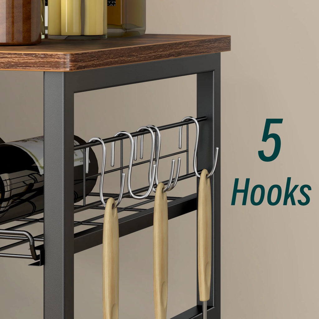 Vintage Brown 3-Tier Baker's Rack with Storage J376770