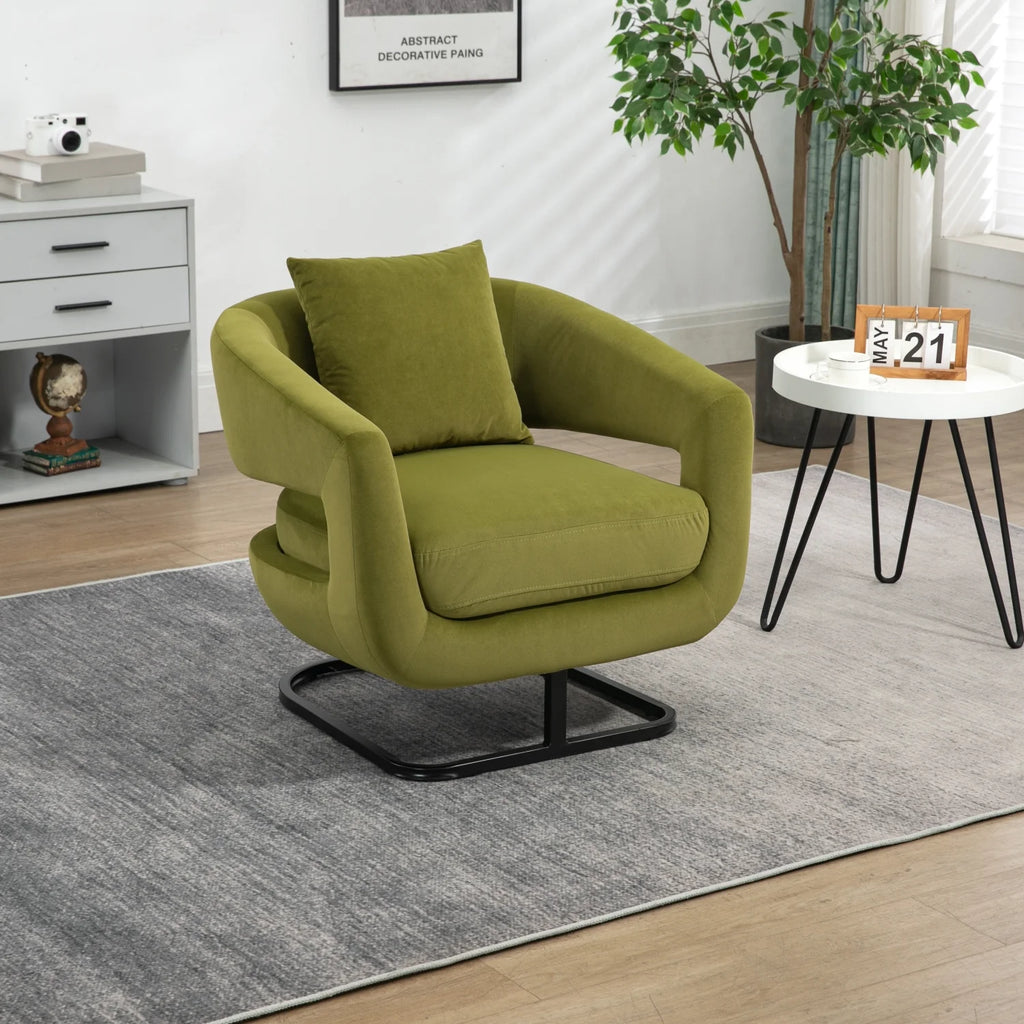 Olive Upholstered Tufted Velvet Accent Chair with Metal Stand H97441