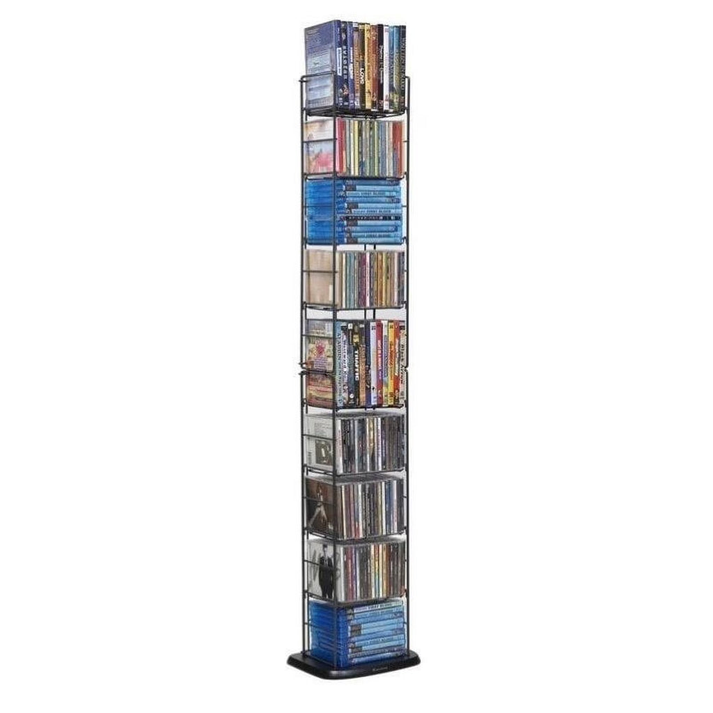 53" 8 Adjustable Shelf Media Rack in Black C60124