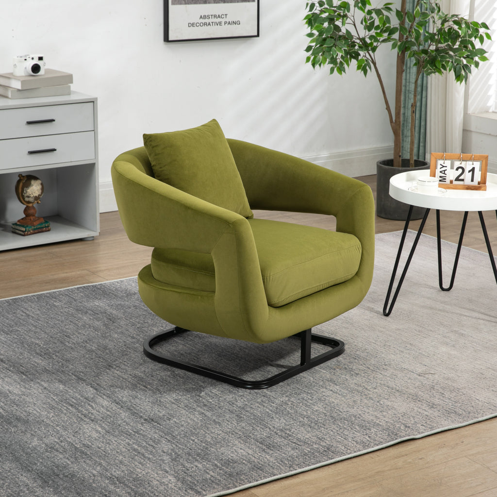 Olive Upholstered Tufted Velvet Accent Chair with Metal Stand H97441