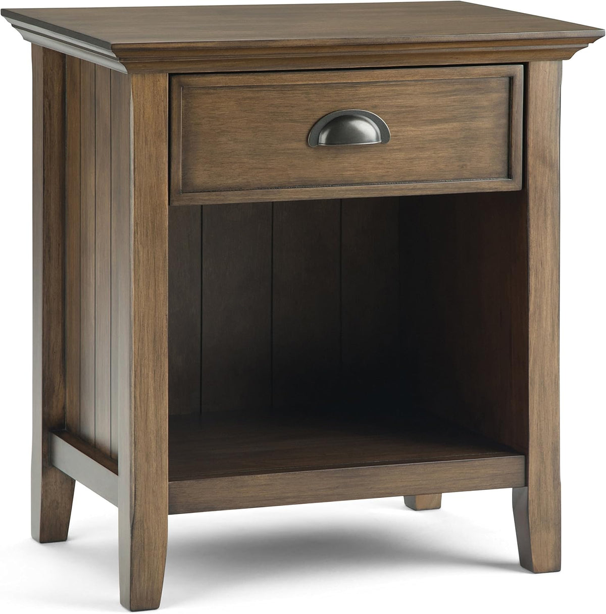 Rustic Natural Aged Brown Solid Wood Night Stand with Storage, 1 Drawer and 1 Shelf U277