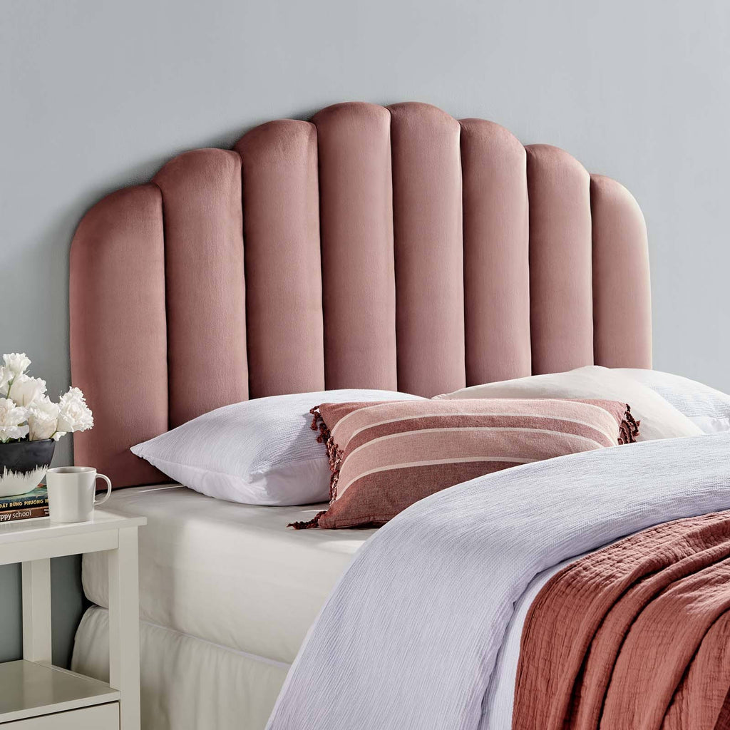 White Velvet King/California King Headboard S218949