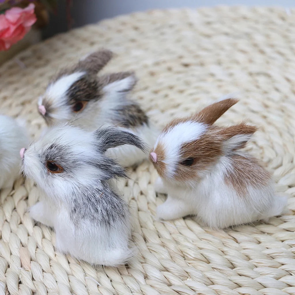 1/4Pcs Simulation Rabbit Plush Bunny Soft Toy Ornament J144270