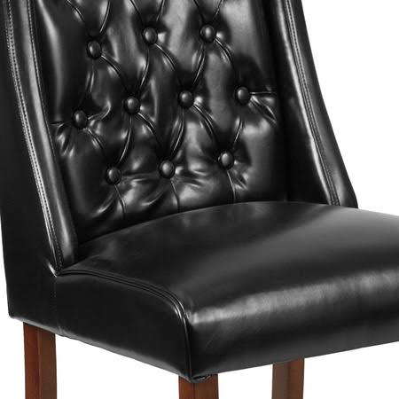 2 Pk Black Leather Tufted Parsons Chair X62385