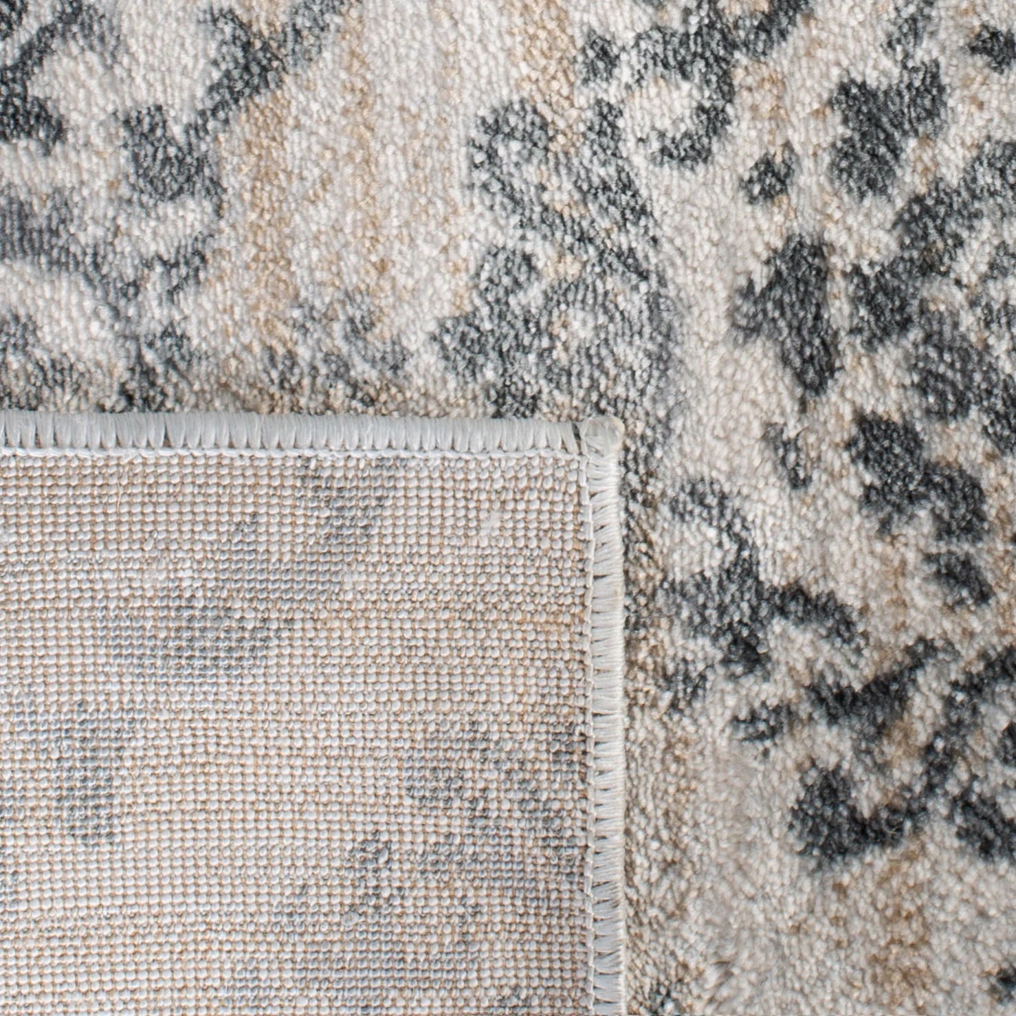Geometric Floral Area Rug, Cream/Grey, 5'3" x 7'7" G537