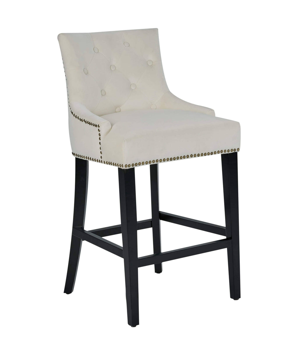 Black Velvet Nailhead Counter Stool Chair R95738